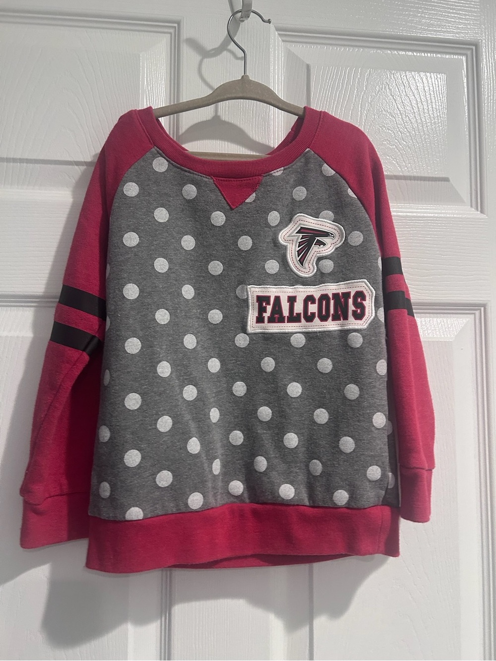 NFL Falcons Team Apparel Girls Med Pullover Sports Fan Athleisure Polka Dots